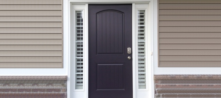 Sidelight Shutters On Black Door In Dallas, TX